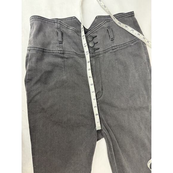 Y2K Bebe High Waisted High Rise V-Front Skinny Jeans Black Gray Grunge Women 32 - Picture 4 of 10
